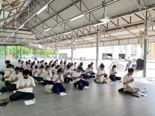 7. วันที่ 17 กรกฎาคม 2566 ฝ่ายกิจการนักศึกษา จัดกิจกรรมส่งเสริมคุณธรรม จริยธรรม สำหรับนักศึกษาชั้นปีที่ 1