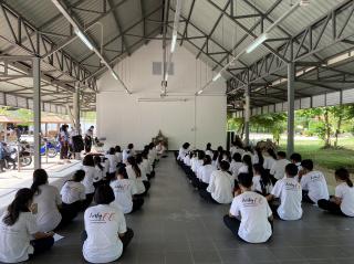 13. วันที่ 17 กรกฎาคม 2566 ฝ่ายกิจการนักศึกษา จัดกิจกรรมส่งเสริมคุณธรรม จริยธรรม สำหรับนักศึกษาชั้นปีที่ 1