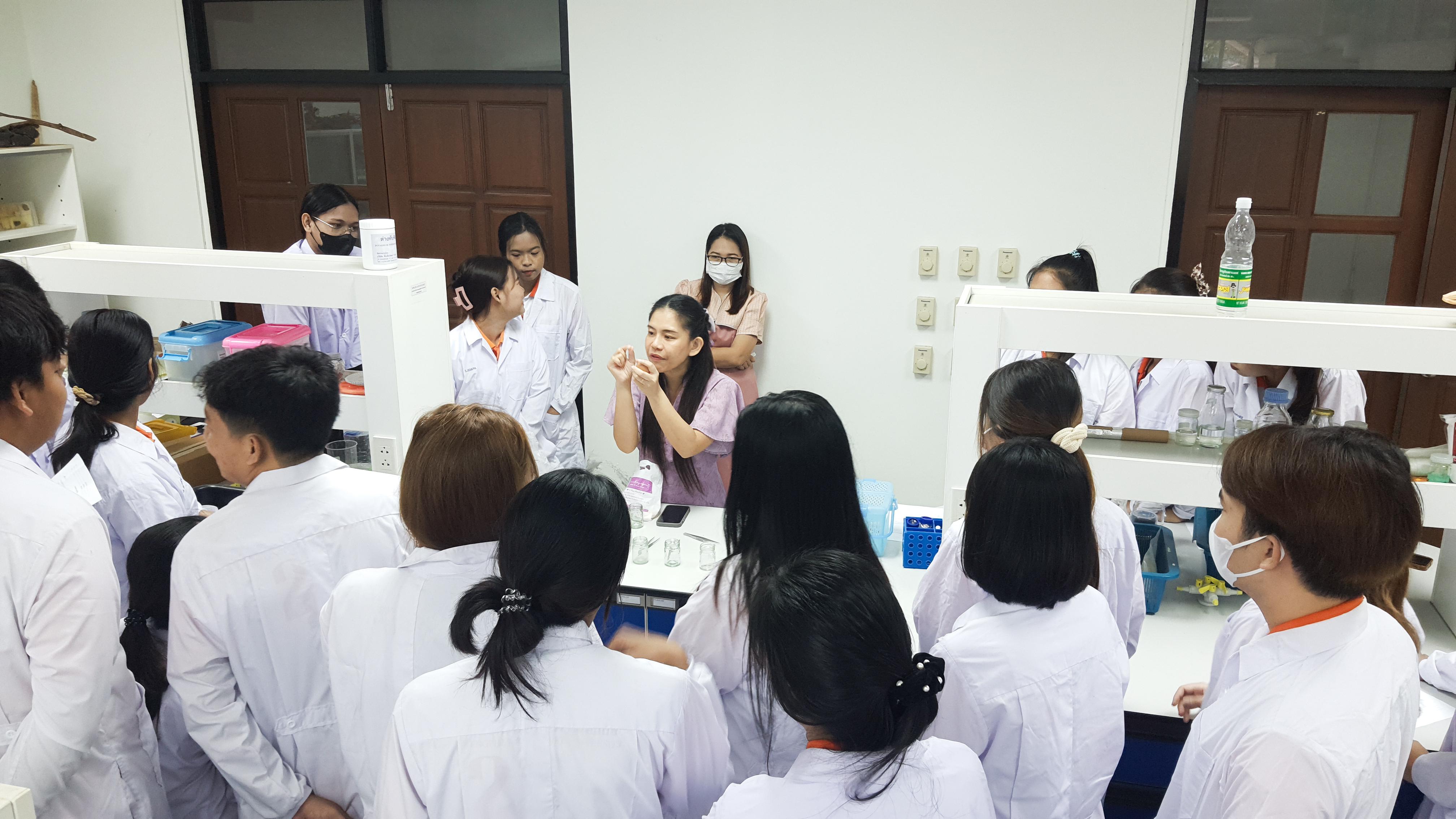 8. วันที่ 12 พฤศจิกายน 2667  ผศ.ดร.ปราณี เลิศแก้ว จัดการเรียนการสอนในรายวิชาวิทยาศาสตร์ชีวภาพของนักศึกษาโปรแกรมวิชาวิทยาศาสตร์ทั่วไป ชั้นปีที่ 3 ได้ทำแลปปฏิบัติการ เรื่องการแบ่งเซลล์แบบไมโอซิสของดอกกุ๋ยช่าย